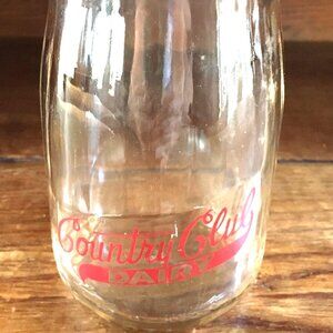 Vtg Country Club Dairy 12 OZ WIDE MOUTH MILK BOTTLE Kansas City MO Advertising